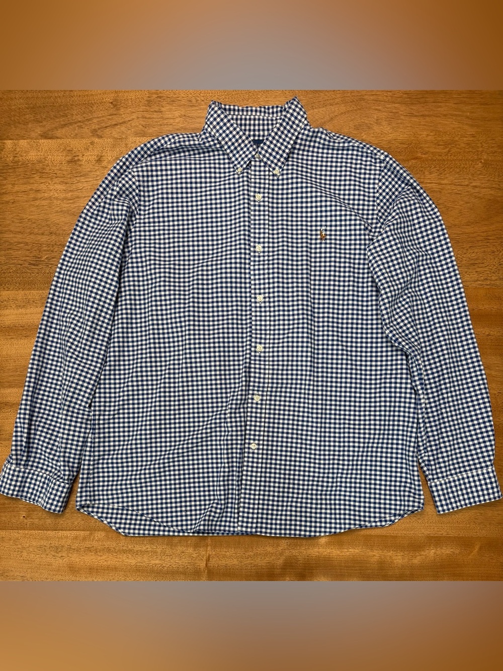 Polo Ralph Lauren Men's Classic Fit Gingham Oxford Shirt, Blue & White, Size 2XL